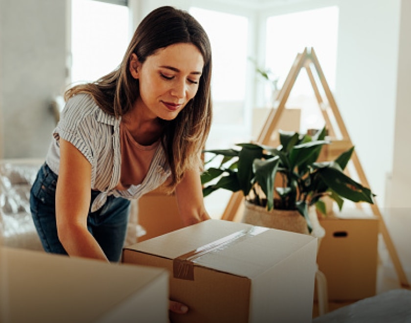 woman moving into house